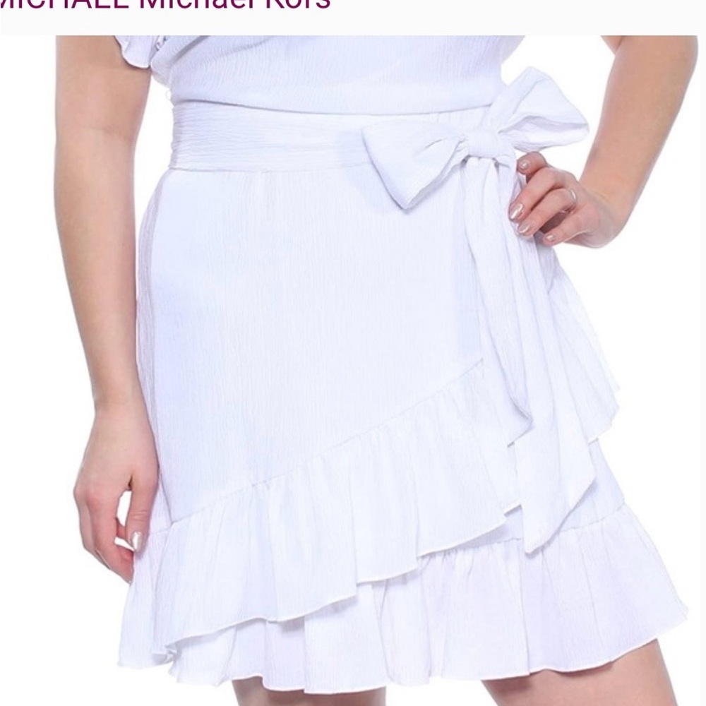 Michael Kors White Ruffle Mini Dress petite PL - Picture 2 of 6